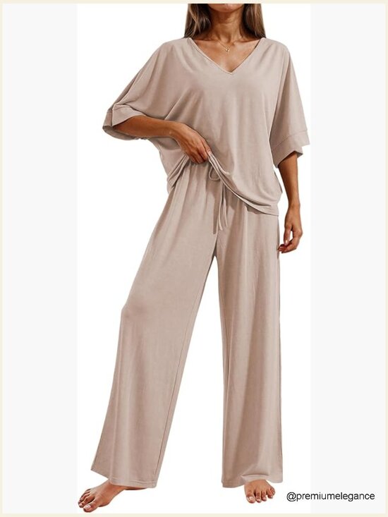 Other - 2 Piece Pajama Set Short Sleeve Top & Long Pants Lounge Set S-XXL